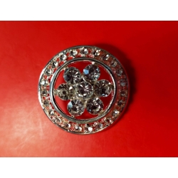 Guzik ozdobny z kryształkami srebrny